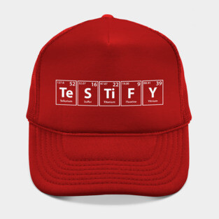 Testify (Te-S-Ti-F-Y) Periodic Elements Spelling Hat