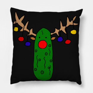 Funny Funky Rudolph Reindeer Pickle Christmas Cartoon Pillow