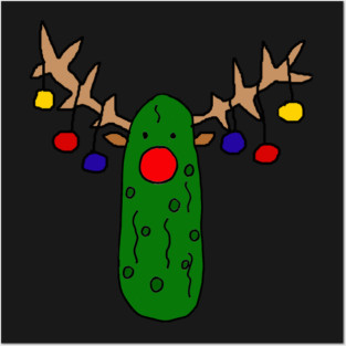 Funny Funky Rudolph Reindeer Pickle Christmas Cartoon Posters and Art