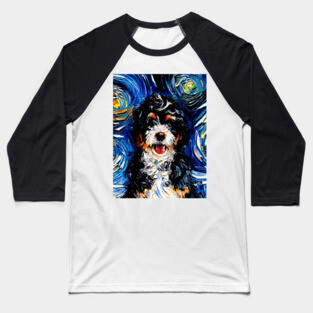 Bernedoodle Night (Portrait) Baseball T-Shirt