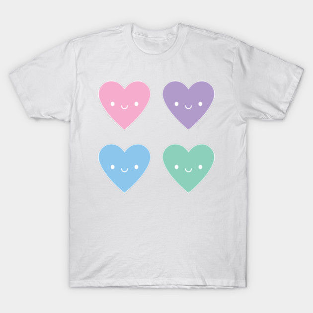 Kawaii Pastel Candy Hearts T-Shirt by marcelinesmith