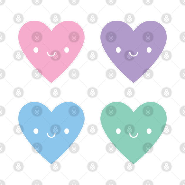 Kawaii Pastel Candy Hearts by marcelinesmith