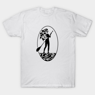 Wavy Hair Paddle Boarder SUP T-Shirt