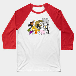 Group of Cute Animals say Hello Baseball T-Shirt