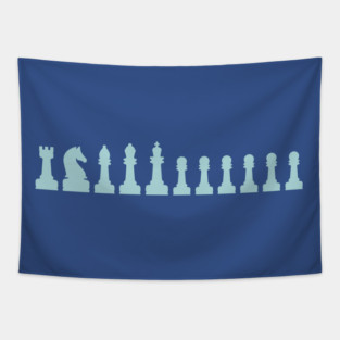 Chess pieces blue Tapestry