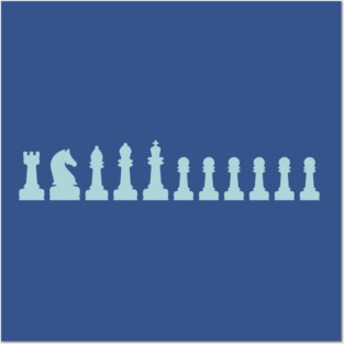 Chess pieces blue Posters and Art
