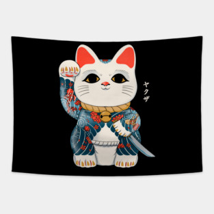 Lucky Cat Yakuza Tapestry