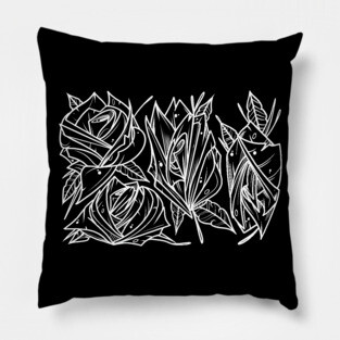 Wild Roses Blk Pillow