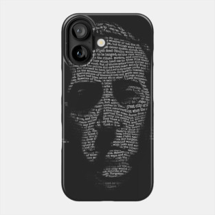 H P Lovecraft Necronomicon text portrait Phone Case
