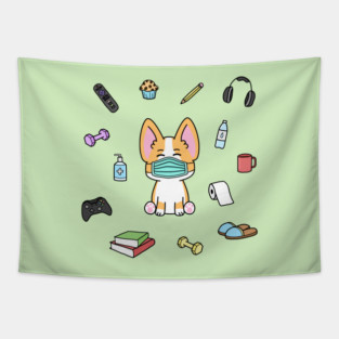 Corgi Quarantine Essentials Tapestry