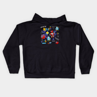 Space robot doodle Kids Hoodie