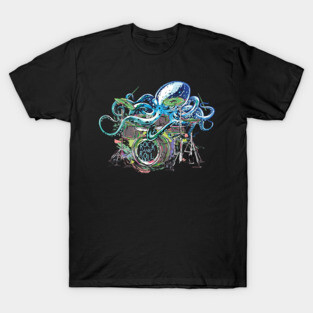 Drummer Octopus playing the drums Rock and Roll Style T-Shirt