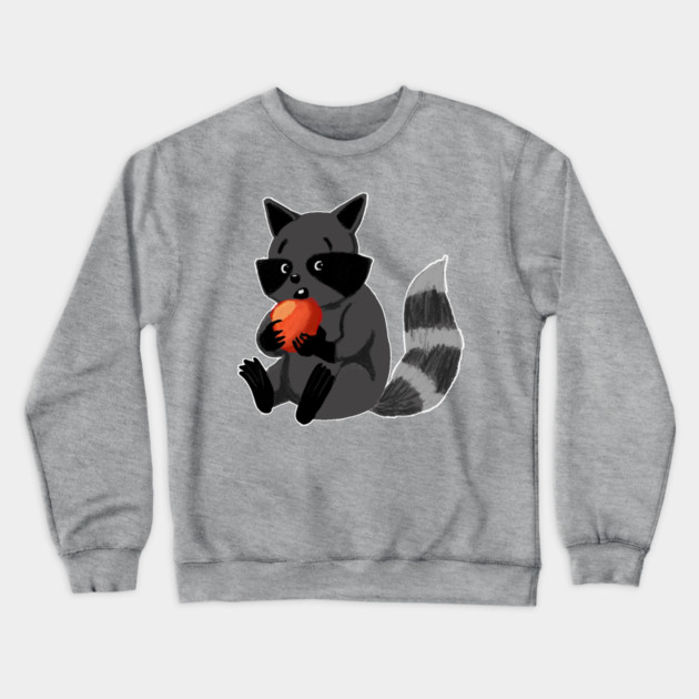 RACCOON EATING AN APPLE Crewneck Sweatshirt by droidmonkey