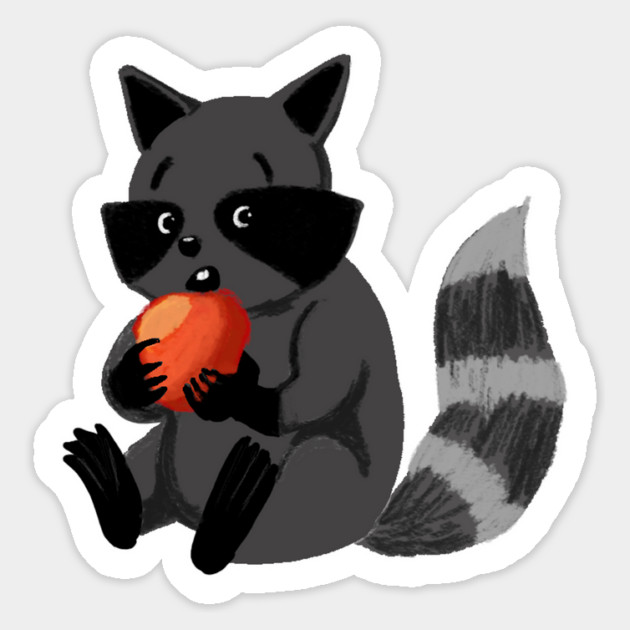 RACCOON EATING AN APPLE Magnet by droidmonkey