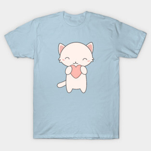 Kawaii Cute Cat With Heart T-Shirt T-Shirt