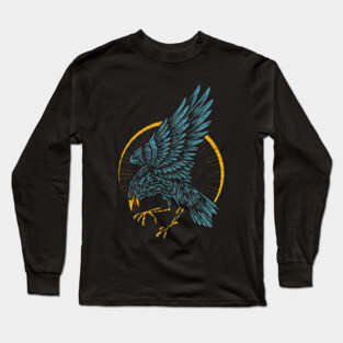 Raven hand drawn vintage Long Sleeve T-Shirt