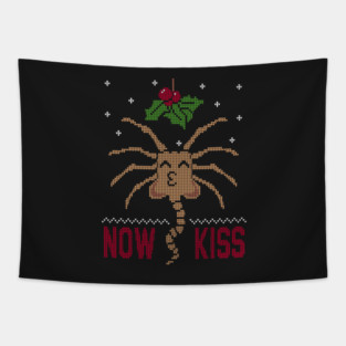 NOW KISS - Ugly Christmas Sweater Tapestry