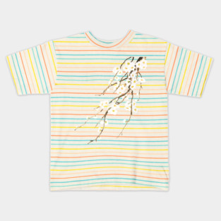 white plum flowers blossom watercolor Kids T-Shirt