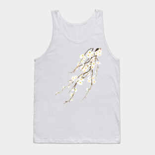 white plum flowers blossom watercolor Tank Top