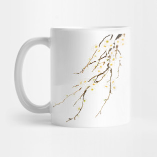 white plum flowers blossom watercolor Mug