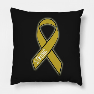 Childhood Cancer Strong Gold Ribbon Tee Pillow