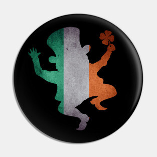 Funny Irish Flag Leprechaun Silhouette St Patrick's Day Symbol Pin