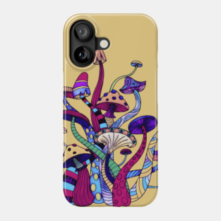 Colorful Bohemian Retro Mushrooms Hippy Design Phone Case
