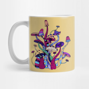 Colorful Bohemian Retro Mushrooms Hippy Design Mug
