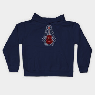 Acoustic Guitar With Scroll Design Kids Hoodie