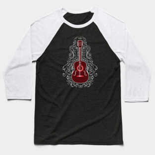 Acoustic Guitar With Scroll Design Baseball T-Shirt