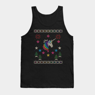 Ugly Unicorn Christmas Sweater Tank Top