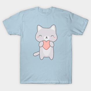 Kawaii Cute Gray Cat T-Shirt T-Shirt