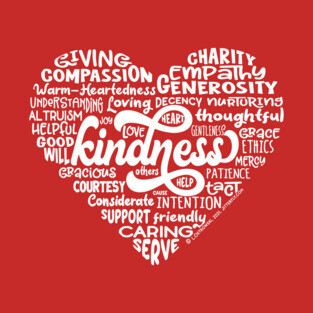 Heart Words of Kindness (white/red) T-Shirt
