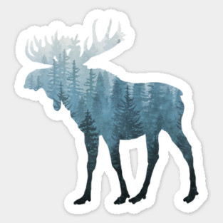 Misty Forest Moose Sticker