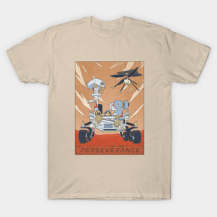 Mars Rover Perseverance and Ingenuity Helicopter Illustration T-Shirt