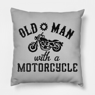 Old Man With a Motorcycle Pillow