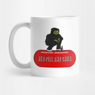Squatting Pepe Red Pill and Chill Mug