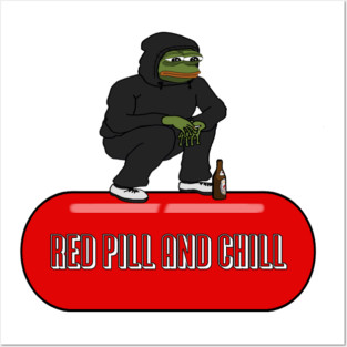 Squatting Pepe Red Pill and Chill Posters and Art