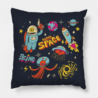 Outer space hand drawn Pillow