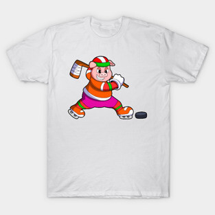 Pig at Ice hockey with Ice hockey stick T-Shirt