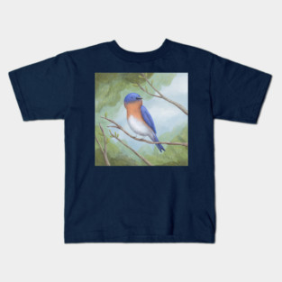 Bluebird on Branch Kids T-Shirt
