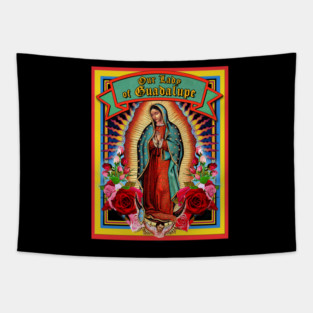 Guadalupe Virgin Mary Milagro Holy Card Tapestry