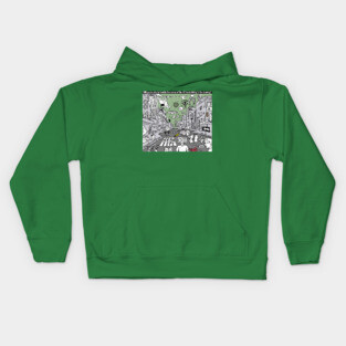 Will you be able to identify the names of the 45 bands hiding in the drawing? Kids Hoodie