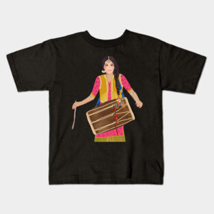 Dhol player desi Indian Punjabi Pakistani girl woman Kids T-Shirt