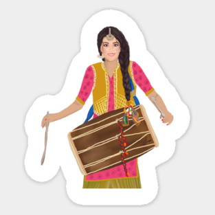 Dhol player desi Indian Punjabi Pakistani girl woman Sticker