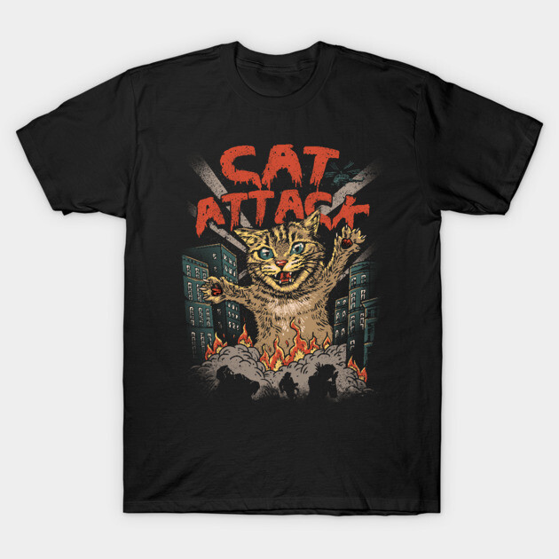 Cat Attack T-Shirt by Meowster Catana by Vincent Trinidad Art 