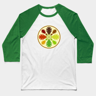 Mighty Oak Folk Art Hex Sign Baseball T-Shirt