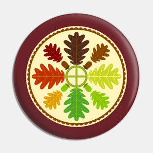 Mighty Oak Folk Art Hex Sign Pin