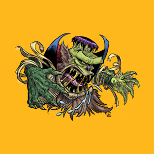 DraculaFrankensteinWerewolfMummy from the Black Lagoon T-Shirt