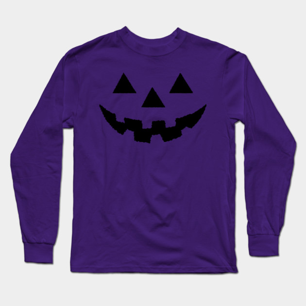 Jack O' Lantern Pumpkin Face BLACK Halloween Costume T-Shirt Long Sleeve T-Shirt by vo_maria